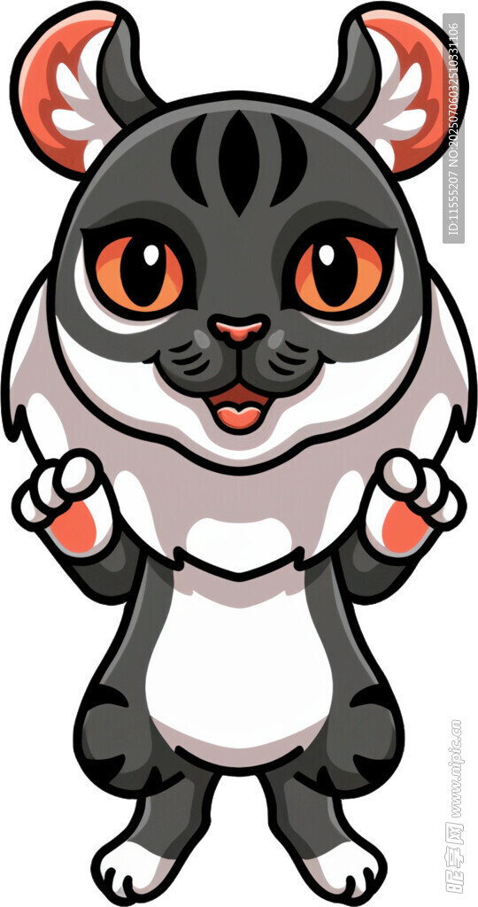 可爱卡通小猫欢快招手