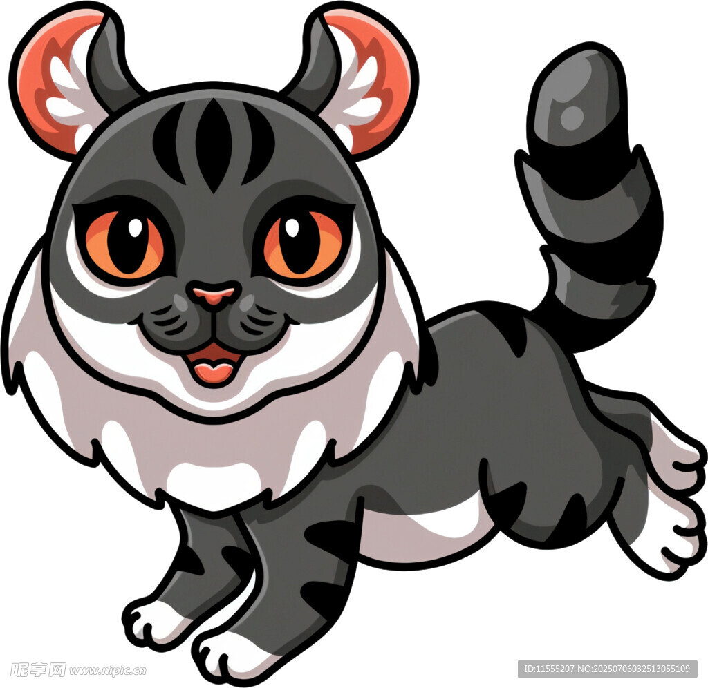 奔跑的卡通黑猫