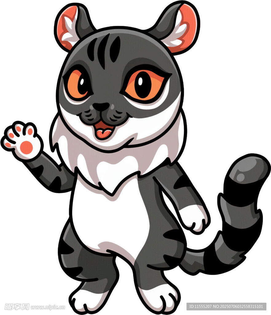 可爱挥手猫咪卡通形象