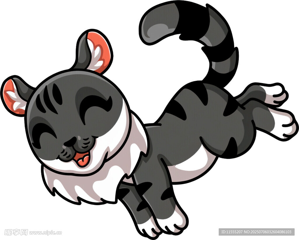 跳跃的萌态黑猫