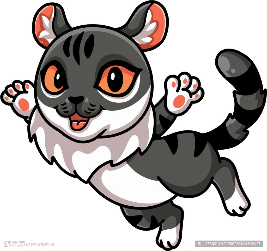 跳跃的可爱卡通猫咪