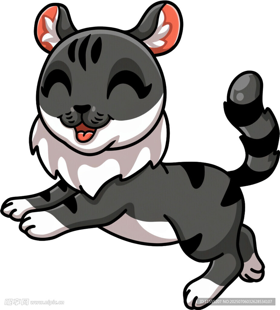 跳跃的可爱灰黑猫咪