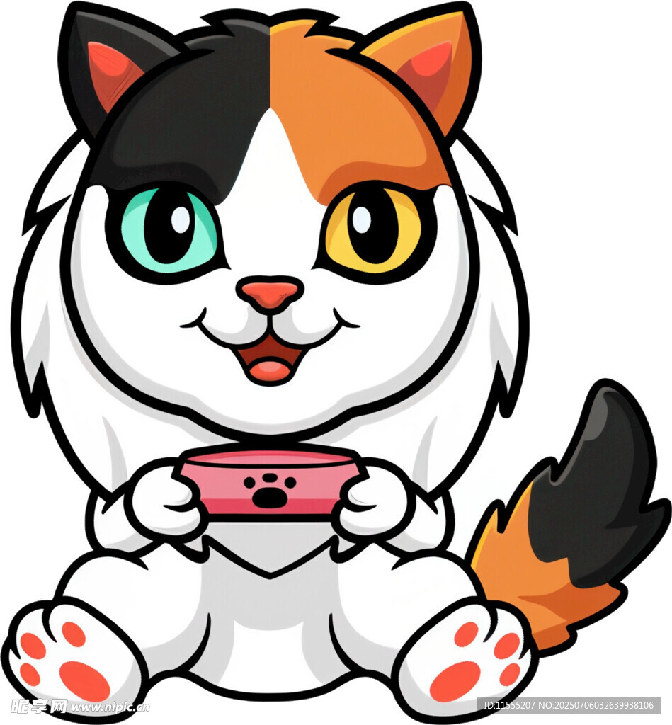 三色萌猫开心玩平板