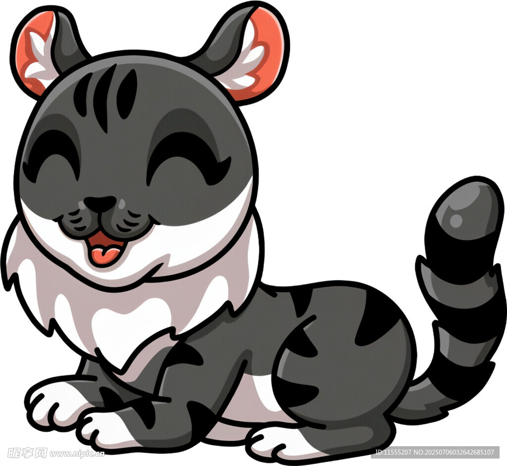 可爱灰黑猫咪开心趴卧