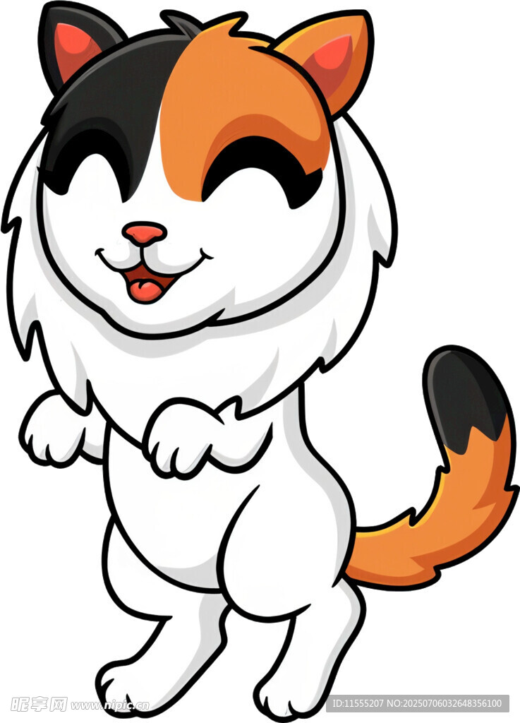 可爱三色猫咪俏皮站立