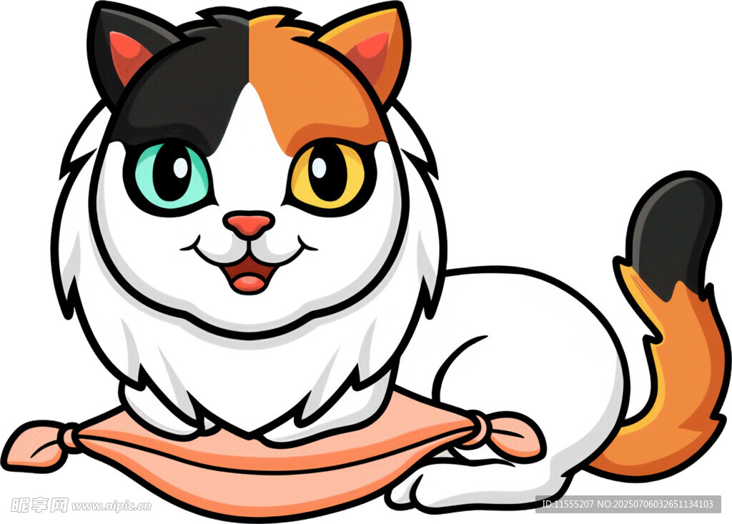 可爱三色猫咪惬意趴卧