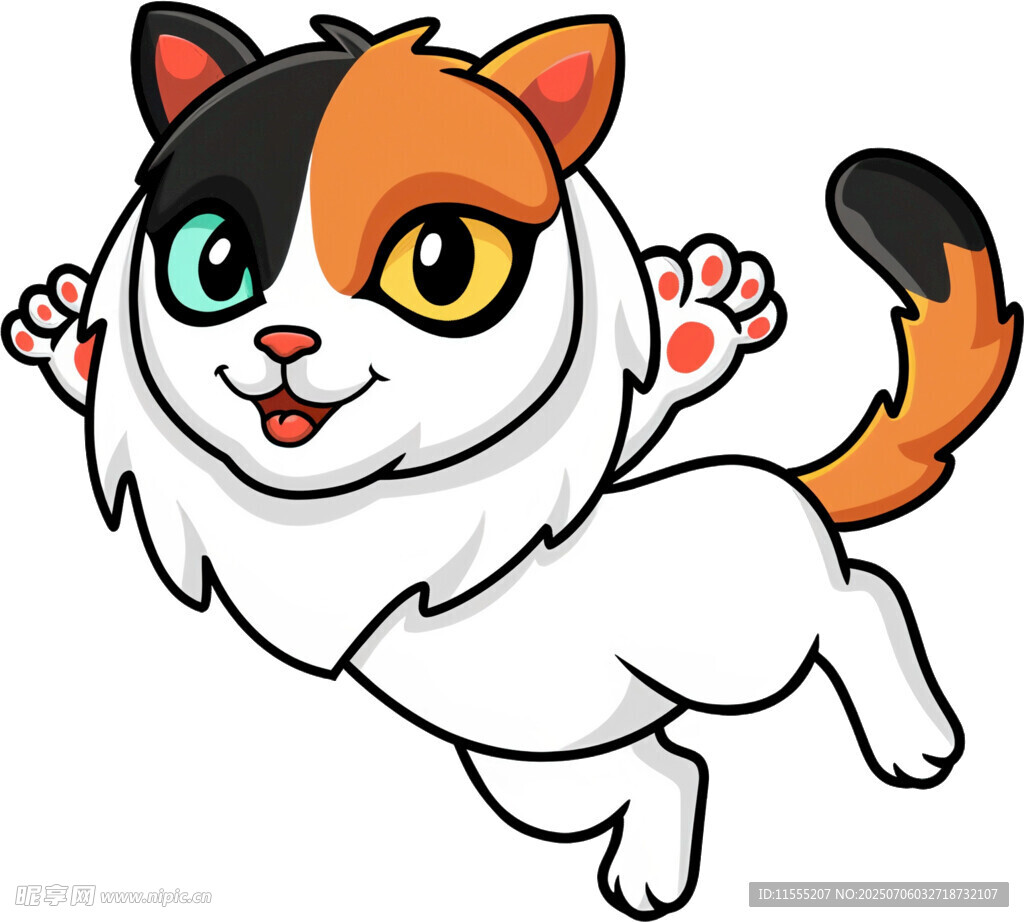跳跃的三色萌猫