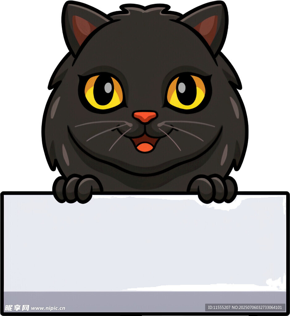 黑猫探身望空白标牌