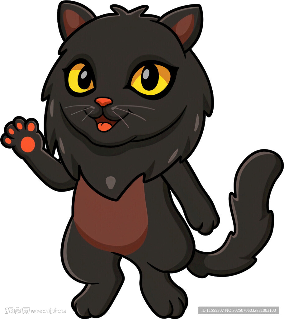 可爱黑猫挥手