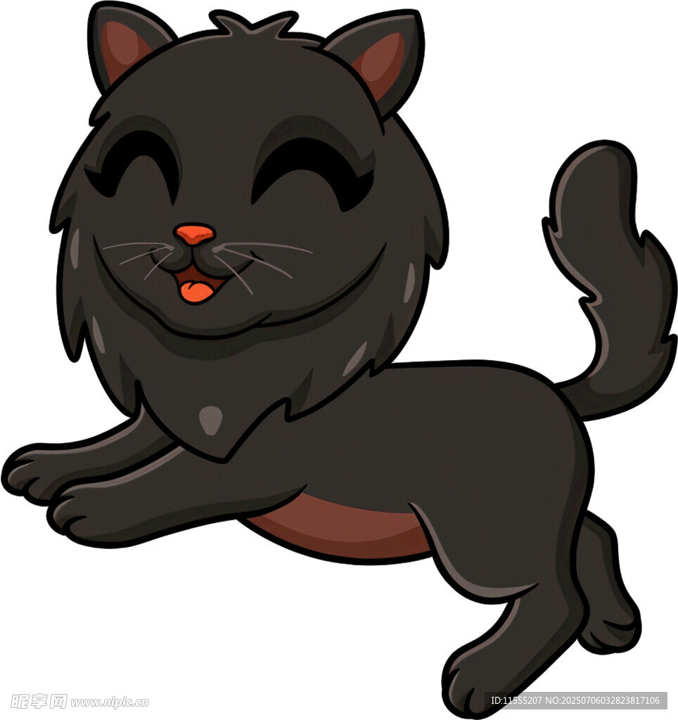 可爱黑猫欢快奔跑