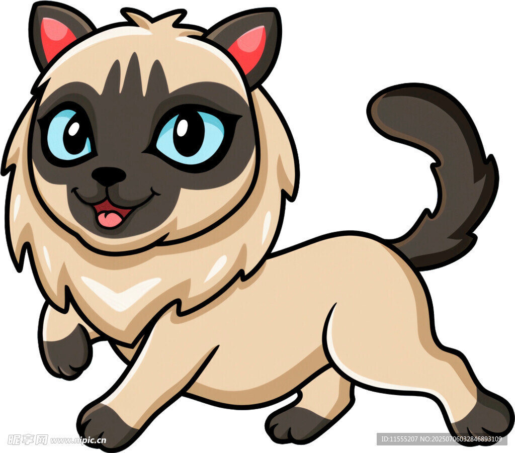 可爱暹罗猫欢快奔跑