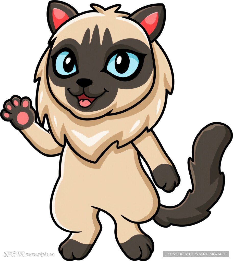 可爱暹罗猫挥手打招呼