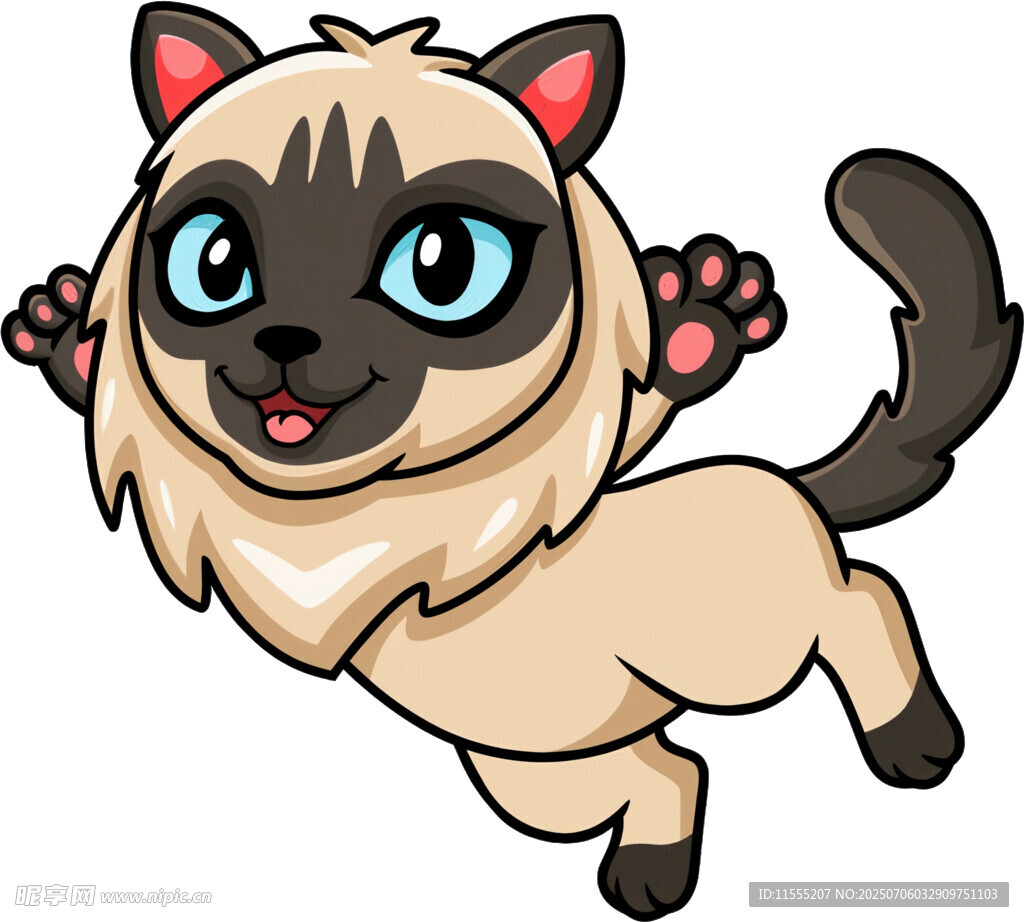 跳跃的可爱暹罗猫