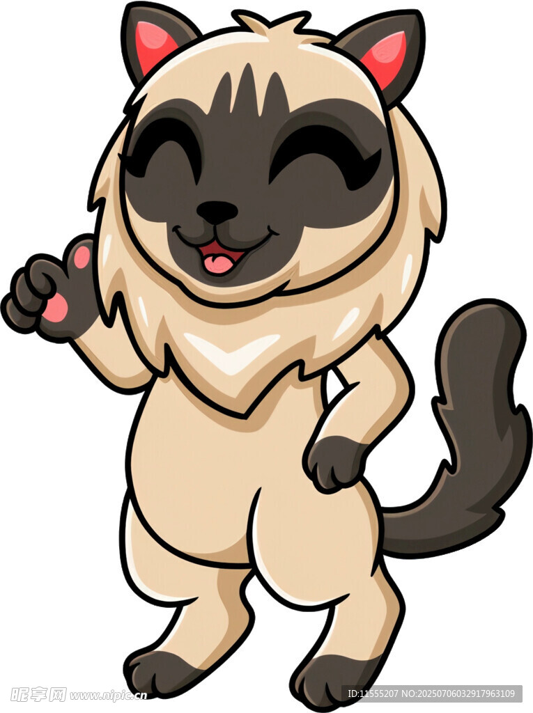 可爱暹罗猫俏皮挥手