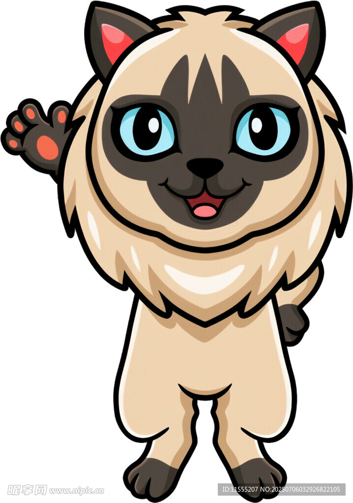 可爱暹罗猫挥手示意