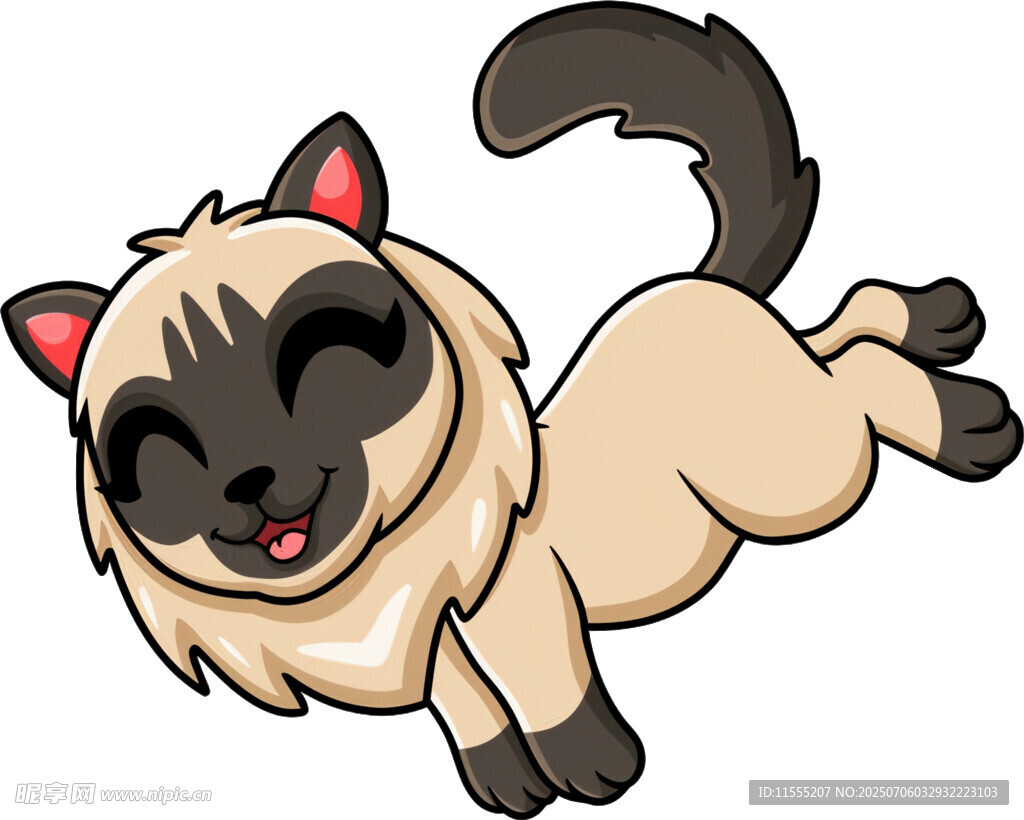 跳跃的可爱暹罗猫