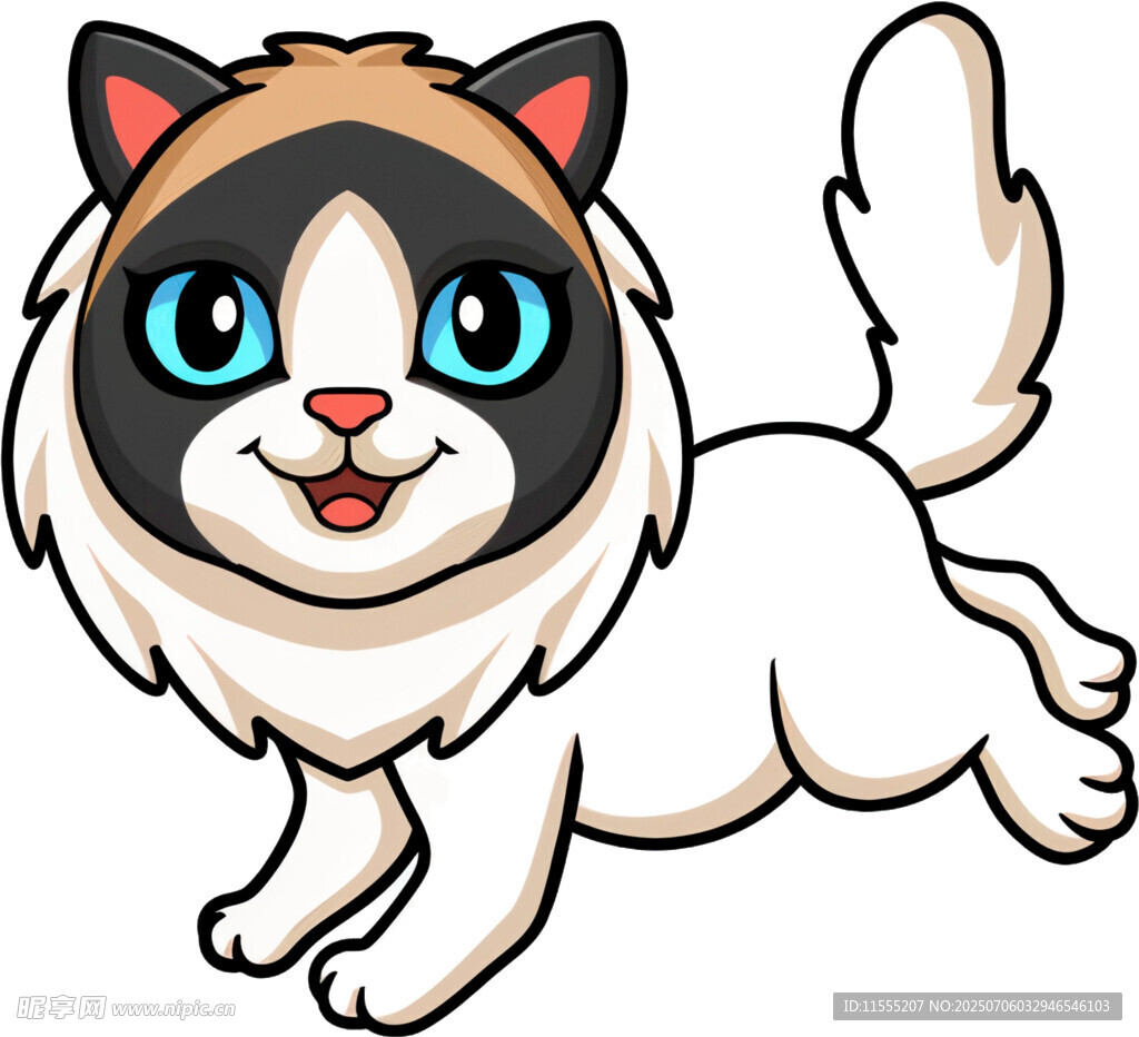 可爱奔跑猫咪插画