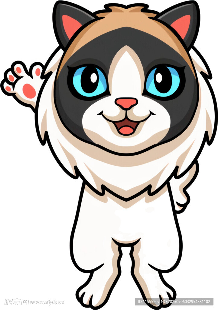 可爱招手猫咪卡通形象