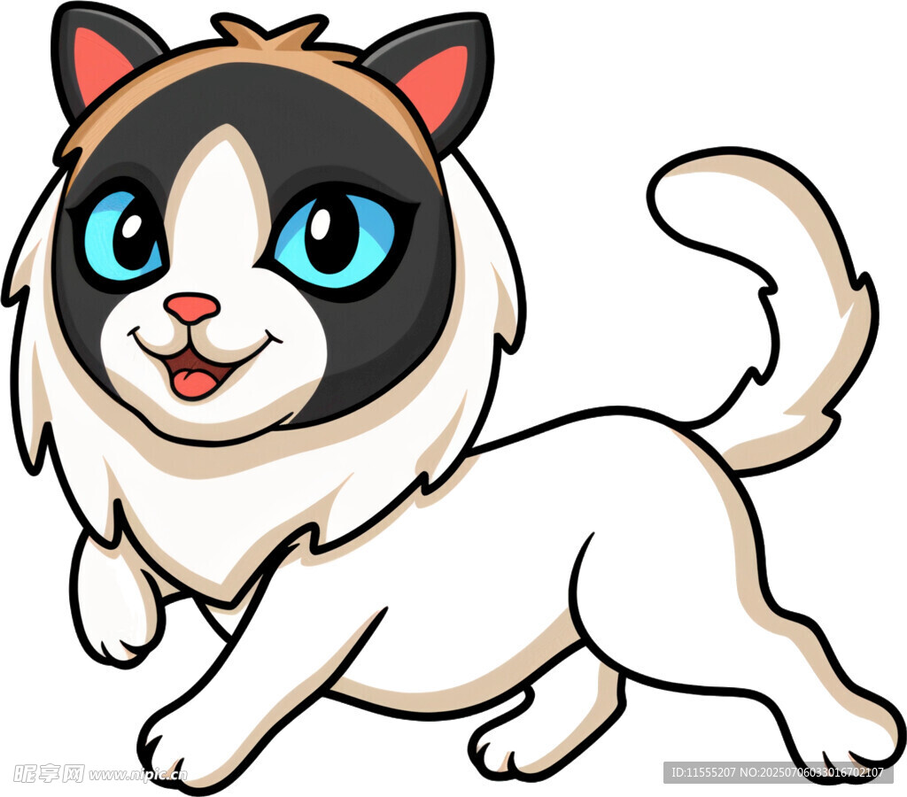 可爱奔跑猫咪插画