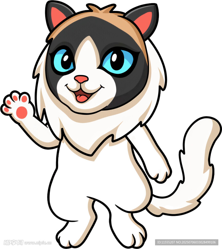 可爱猫咪挥手打招呼