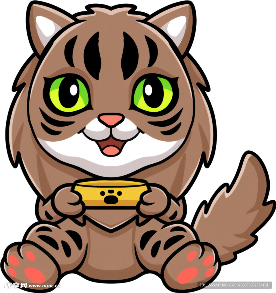可爱小老虎端着食物