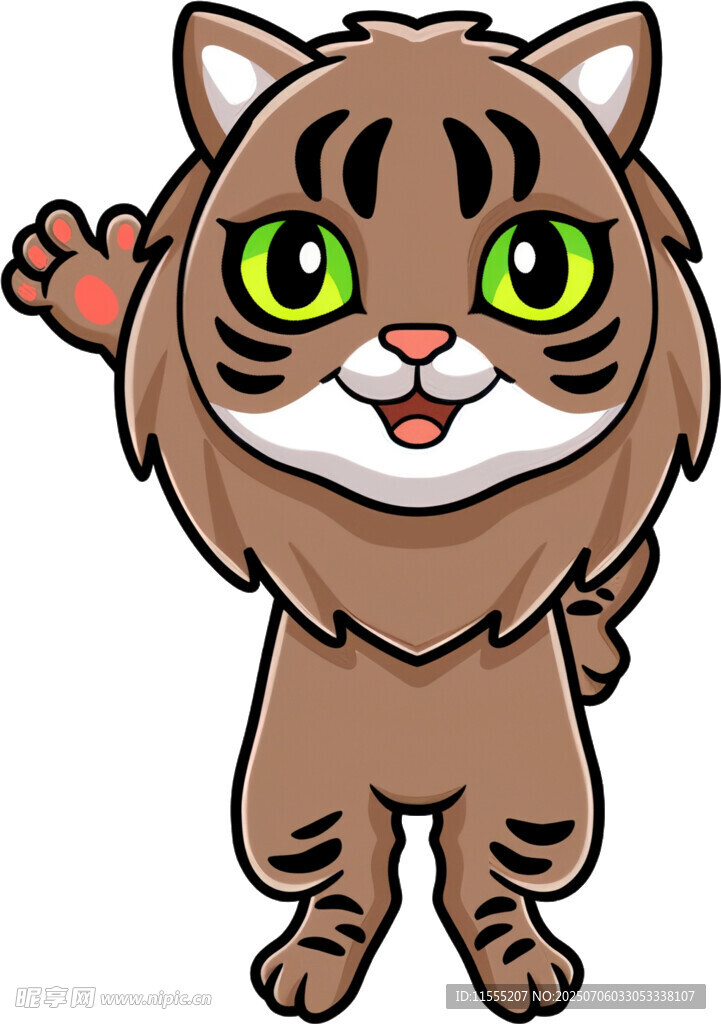 可爱招手小猫咪