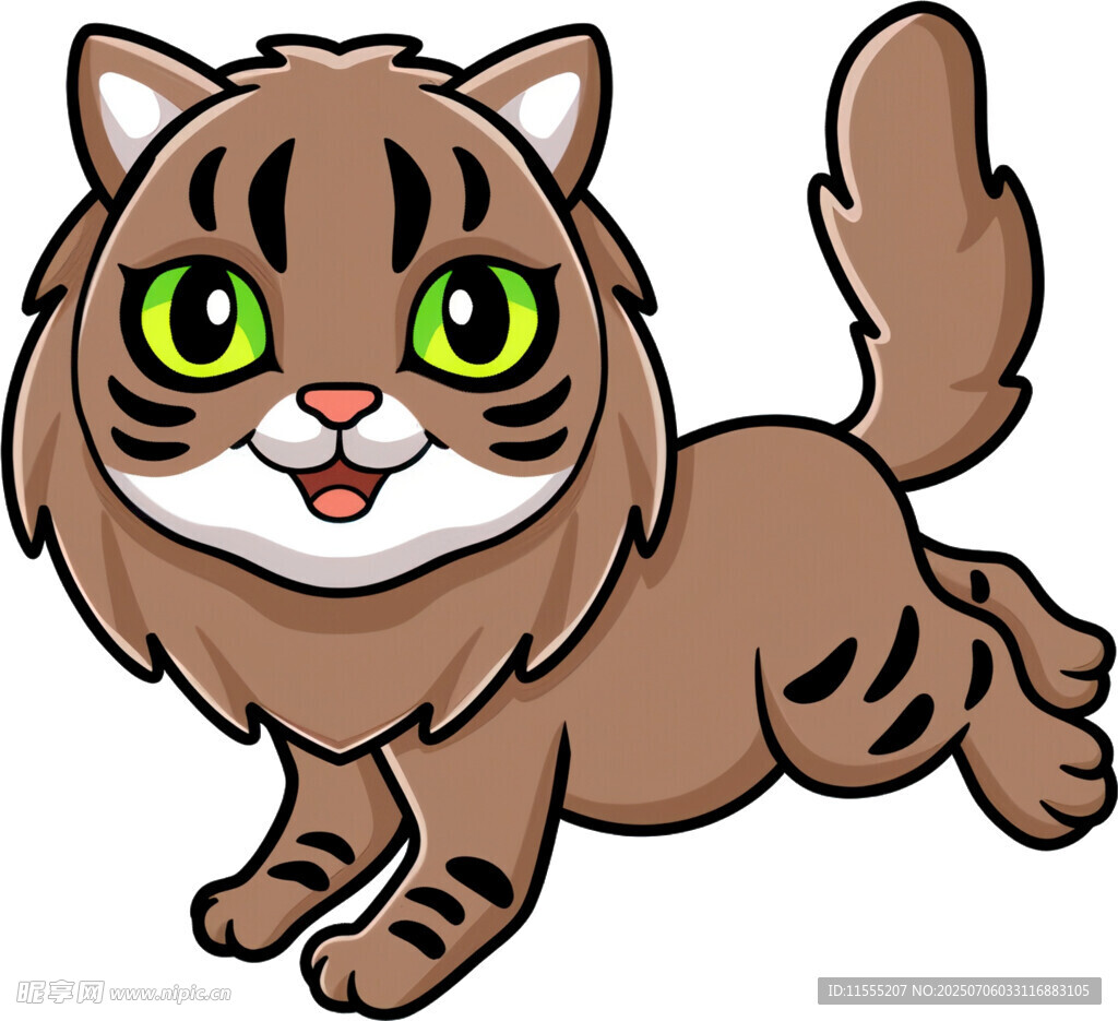 奔跑的可爱卡通猫咪