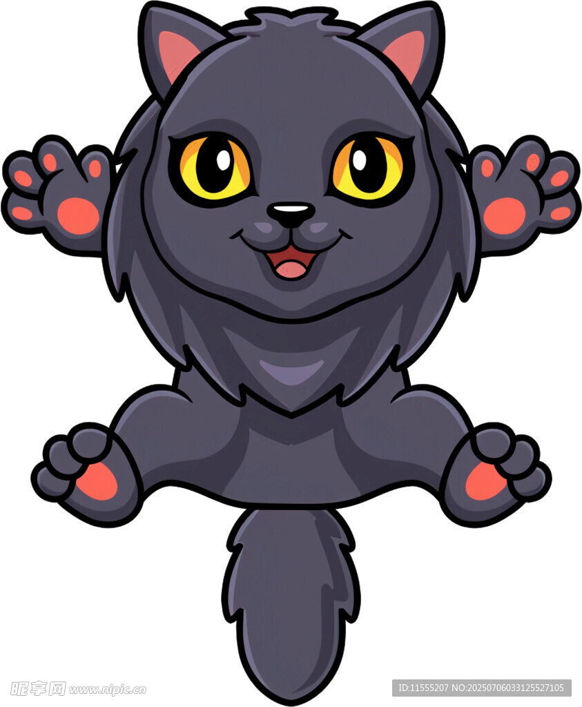 可爱黑猫跃起卖萌