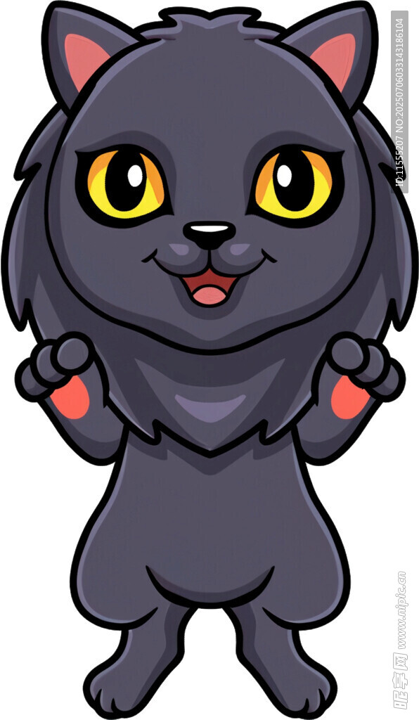 可爱黑猫比耶卖萌