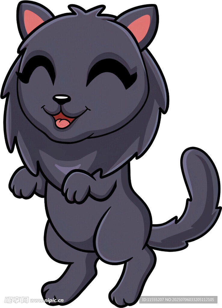 可爱黑猫开心站立