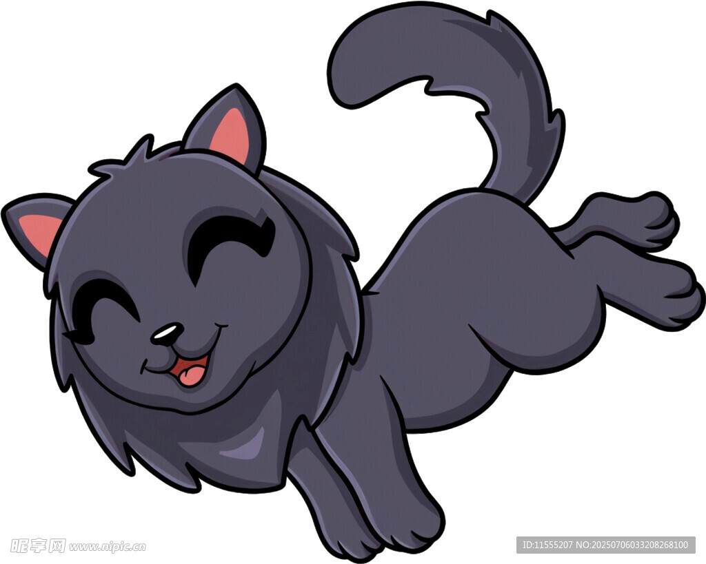 可爱黑猫快乐跃起
