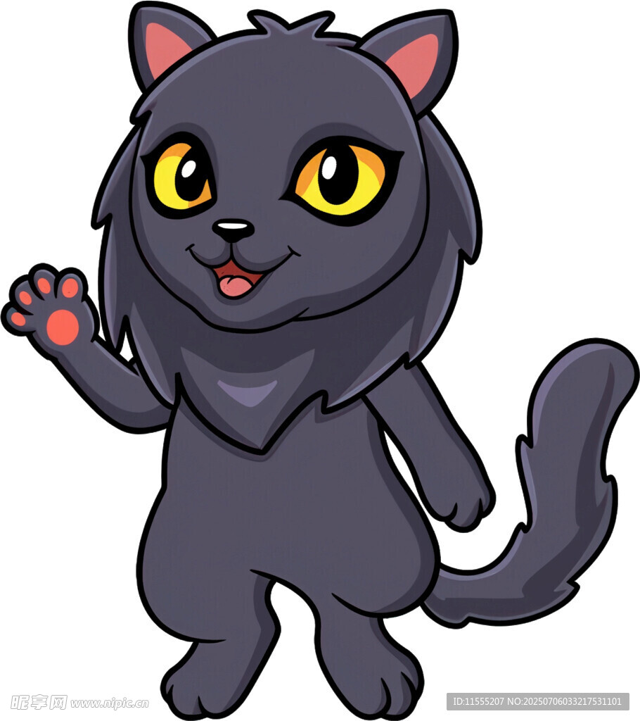 可爱黑猫挥手打招呼