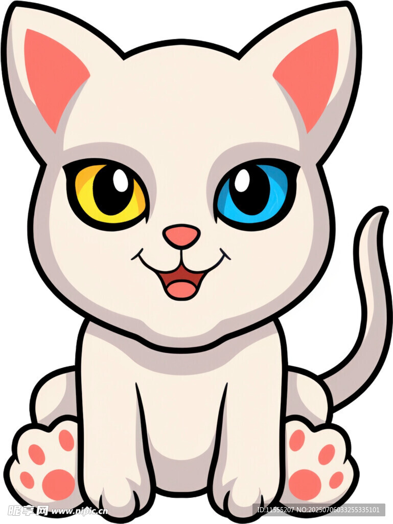 可爱双色眼小猫插画