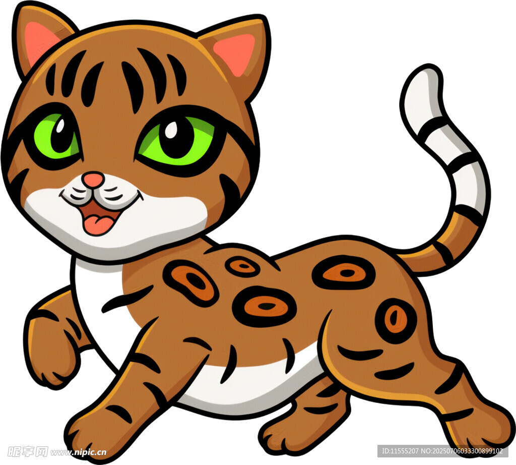 可爱斑纹小猫欢快奔跑