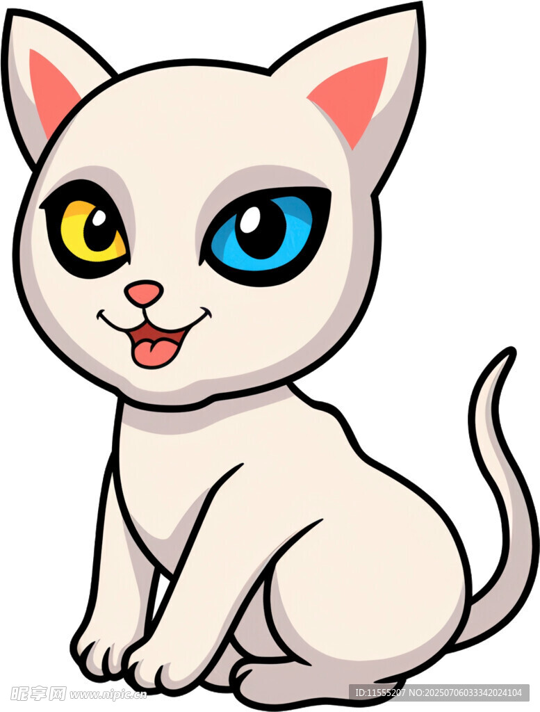 可爱双色眼小白猫