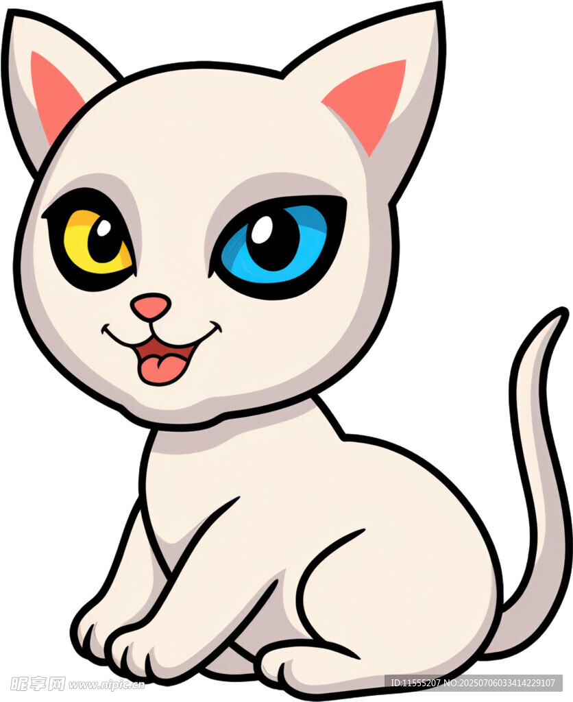 可爱双色眼小白猫