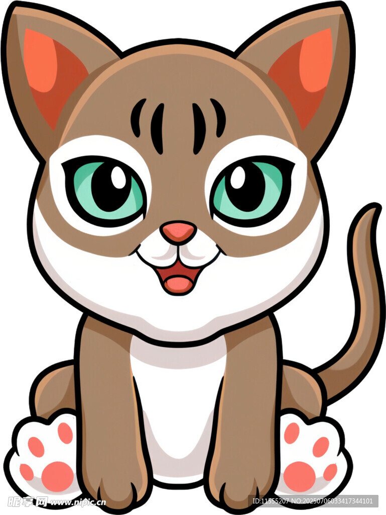 可爱卡通小猫坐立