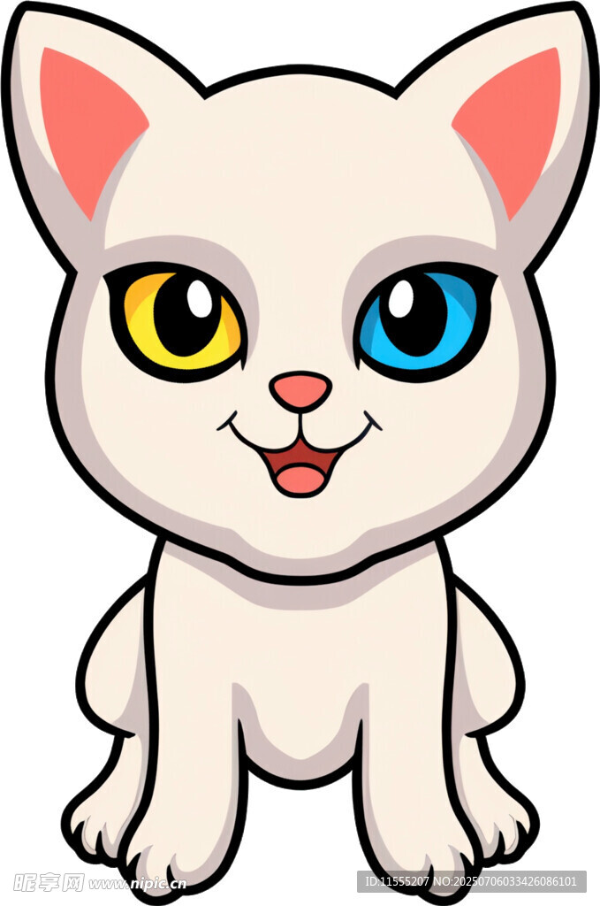 可爱双色眼小白猫