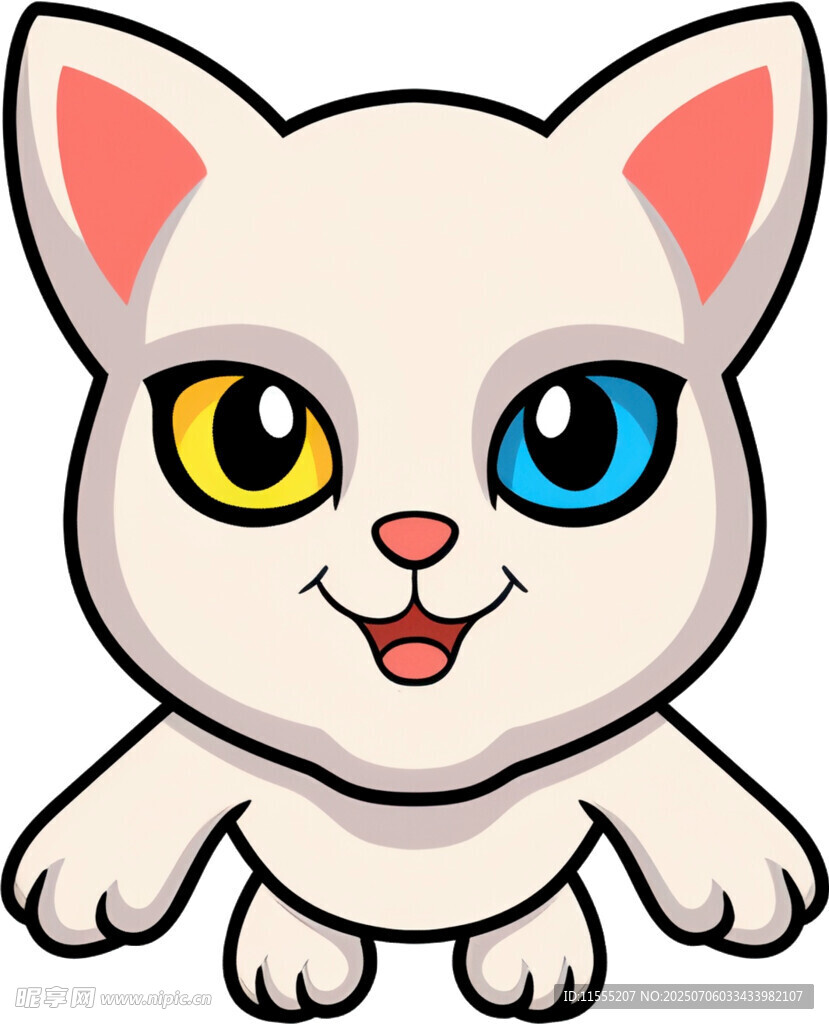 可爱双色眼卡通小猫