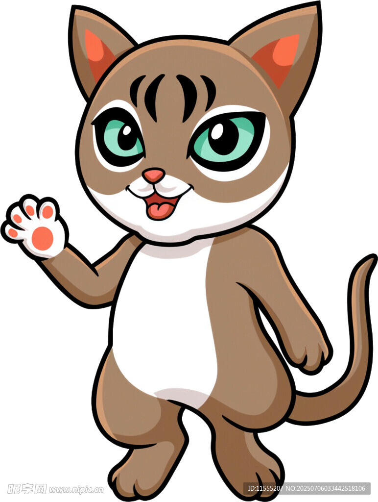 可爱招手猫咪卡通形象
