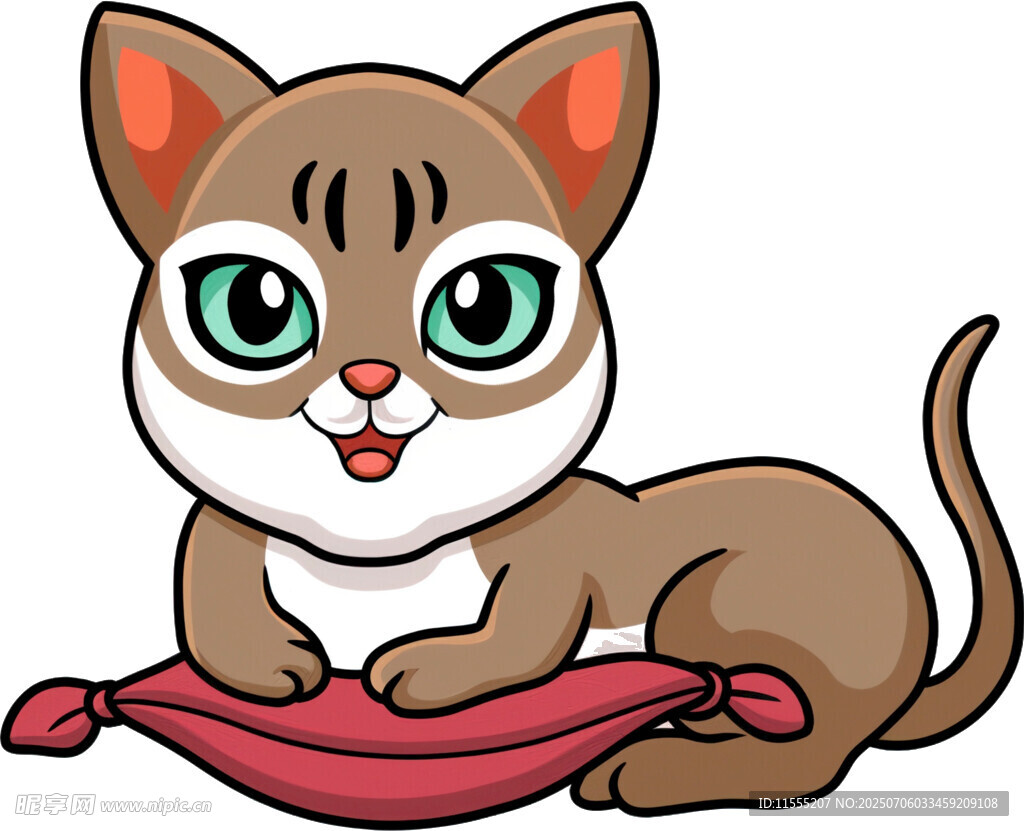 可爱猫咪趴粉色垫子上