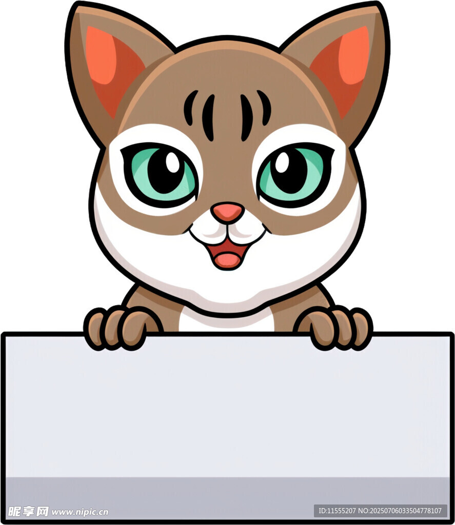 可爱猫咪探身白板前