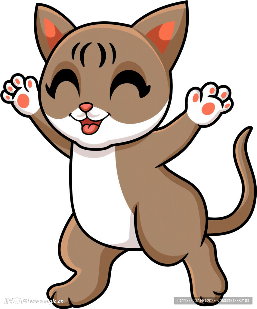 欢快跳舞的卡通小猫