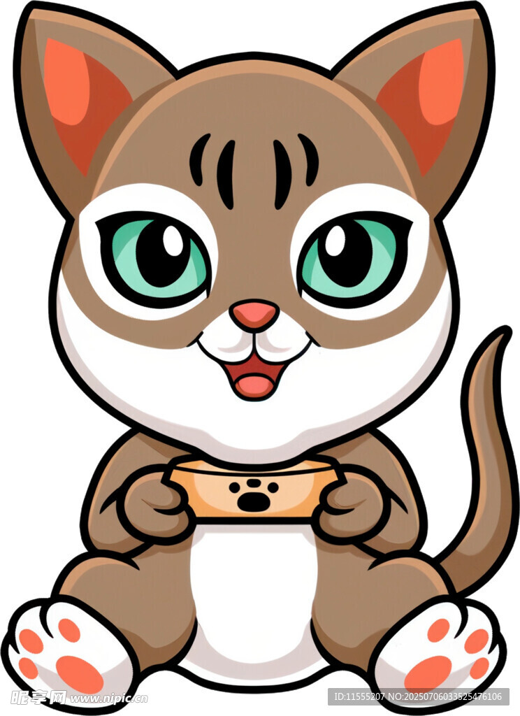 可爱猫咪手持物品萌态十足