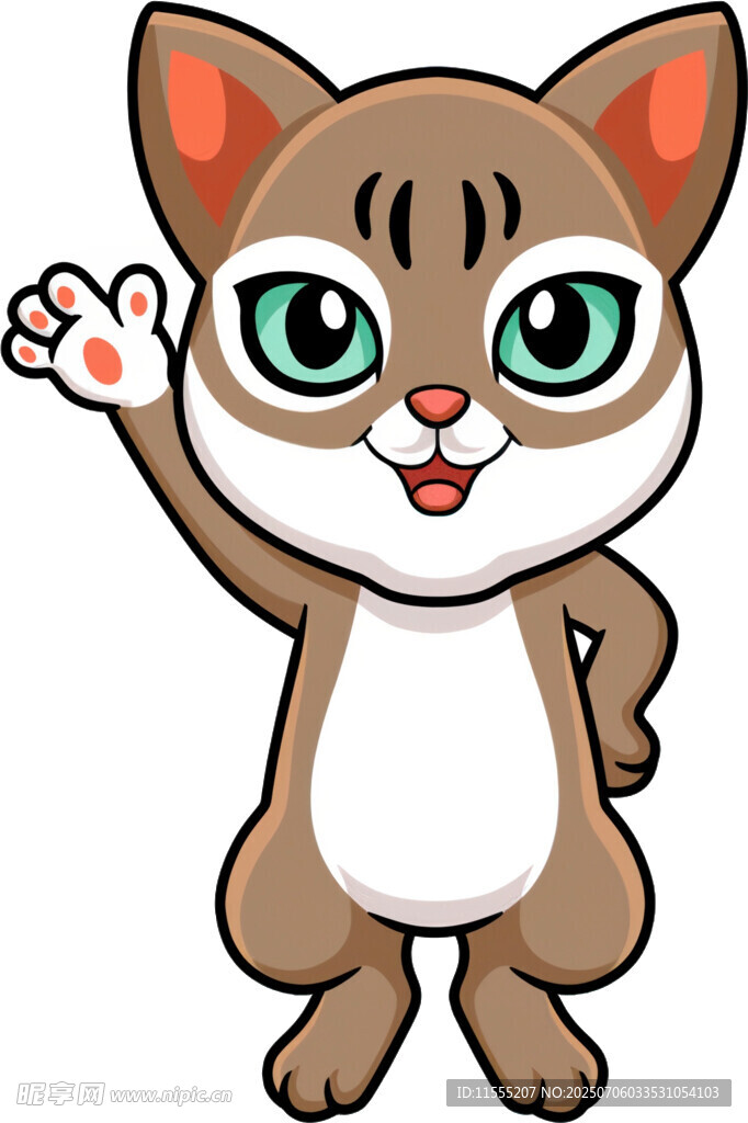 可爱招手猫咪卡通形象