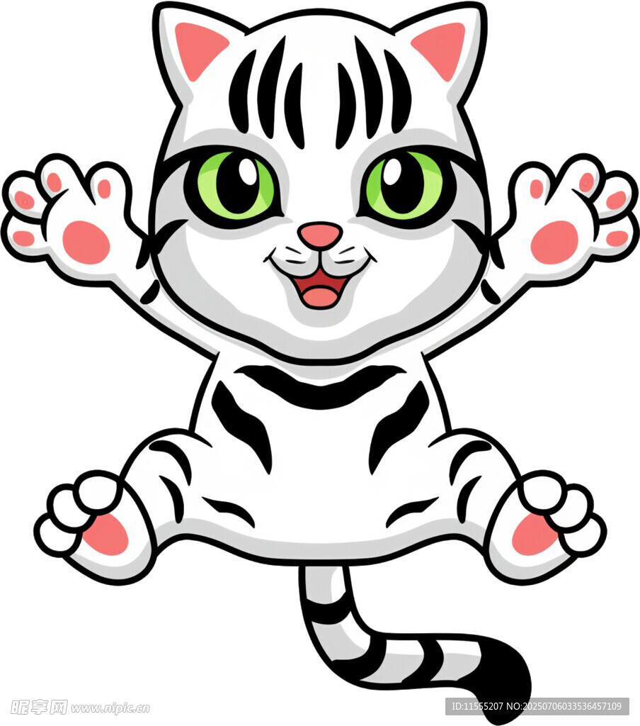 可爱卡通小老虎跳跃瞬间