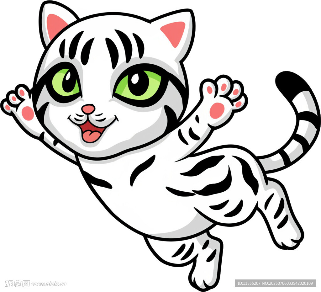 跳跃的条纹小猫