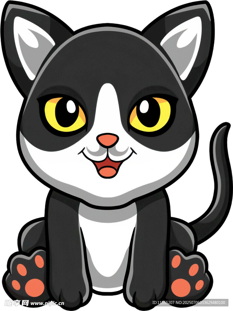 可爱黑白猫咪卡通形象