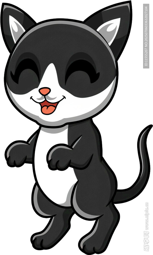 可爱黑白小猫俏皮站立
