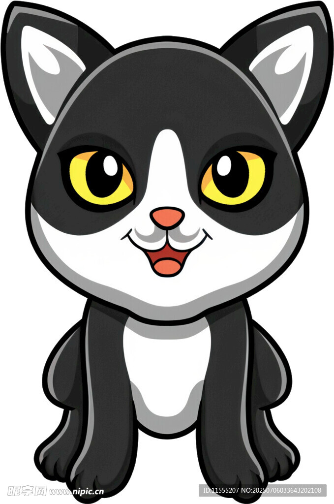 可爱黑白猫咪卡通形象
